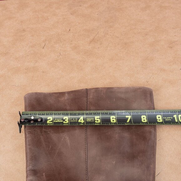 Born Women Saddler Brown Leather Wide Calf Riding Strap Knee Boots sz 9 - Picture 8 of 10